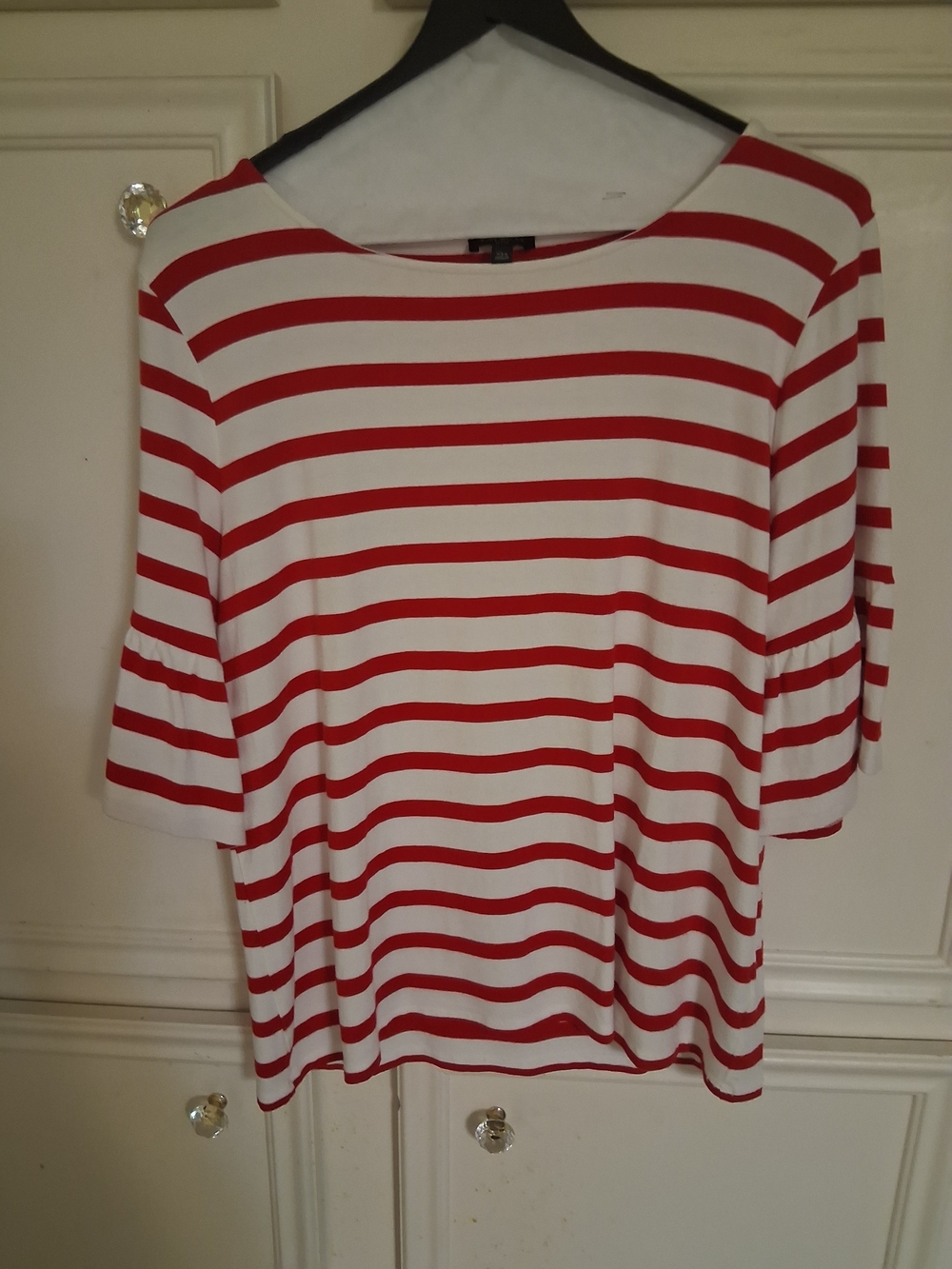 Talbots Red and White Striped Short Sleeve Tee